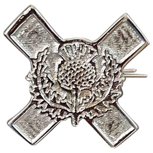 Tartancity Men's Chrome Tc New Scottish Glengarry Cap Badges Cross Thistle Emblem Antique/Silver Finish/Army Cap Badge (Chrome)
