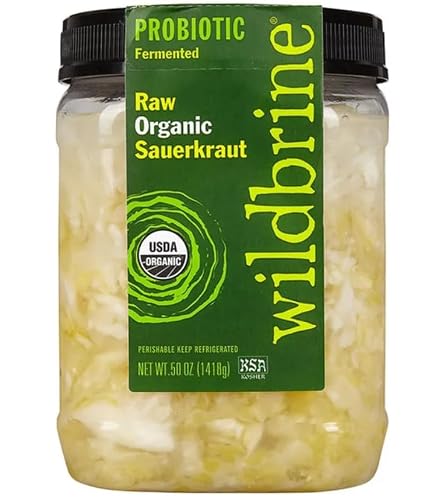 Raw Organic Sauerkraut, 50 oz, ORGANIC GREEN CABBAGE, SEA SALT*, GARLIC.