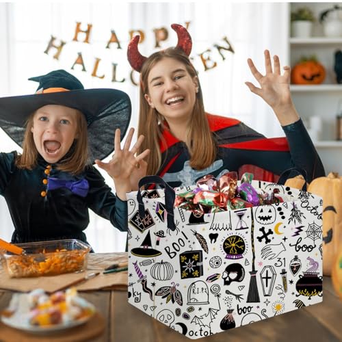 Image of Halloween Ghost thriller basket,Empty Halloween basket,Horror and thriller decor,Trick or Treat Box for Boys and Girls,Horror decor(Magic Halloween)