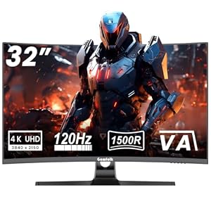 Gawfolk Gaming Curved Monitor 32 Zoll 120Hz, 1500R Ultrawide PC Bildschirm UHD 3840x2160P, Gebogenes Computerbildschirm, VA, Displayport, HDMI, VESA 100 * 100mm
