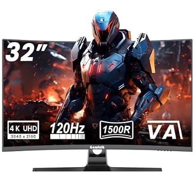 Gawfolk 4K Curved Monitor 32 Inch, 4K 120Hz 1500R Gaming Monitor VA Panel