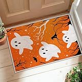 Thème et éléments de design : ce tapis d'Halloween présente des fantômes et des chauves-souris ludiques, ce qui en fait un ajout festif parfait à votre décoration d'intérieur.