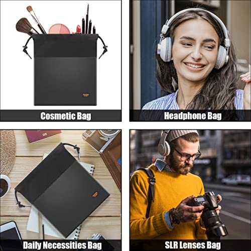 Desing Wish Over-Ear Headphone Storage Bag, Lightweight Headphones Carrying Pouch Travel Headset Case Bag Thicker Fur Lining & Super Soft Leather For Overhead Headphones Gaming Headsets (Large Black) #TOP6