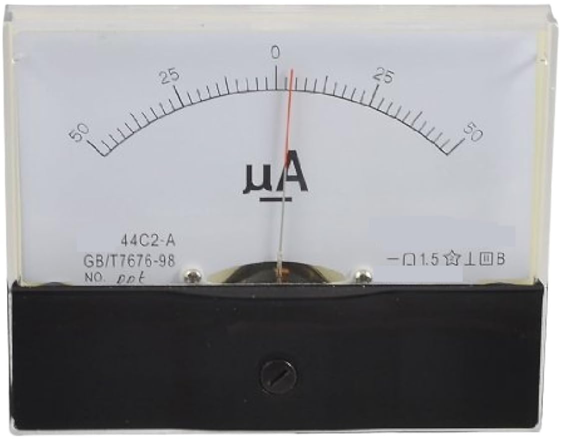 44C2 Pointer Type bidirectional DC Ammeter 50uA 100uA500uA Analog Current Panel Meter Positive and Negative microamperes Meter(100uA)