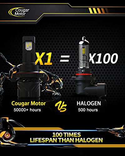 Cougar Motor H13 Led Headlight Bulb, 9008 Lights 18000Lm 80W Mute 400% Brighter 6500K Cool White Conversion Kit Halogen Replacement #TOP5