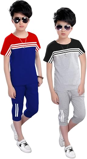 PY PINKYOU The two combo Netpolding030 style with multi colour T-shirt&3/4th pants.