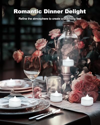 Image of BEICHI Flameless Candles, 24Pack Battery Operated Candle, LED Tea Lights Candles Battery Operated, Flickering Fake Votives for Wedding Halloween Christmas Diwali- Pure White Light