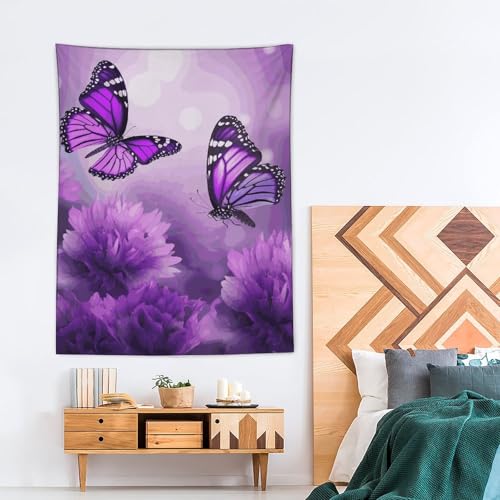 Tapisserie murale esthétique violette grand format pour décoration de salon