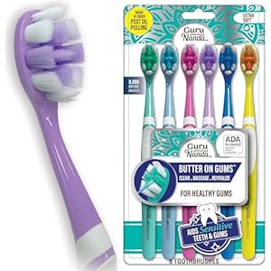 GuruNanda Butter On Gums Toothbrush, ADA Accepted, With 8000+ Ultra Soft Softex Bristles for Sensitive & Receding Gums, Perfect for Whiter Teeth, 6 Ct
