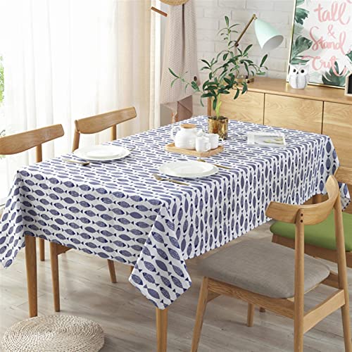 Nappe poisson bleu coton lin 90x90cm pour protéger et décorer votre table - 4