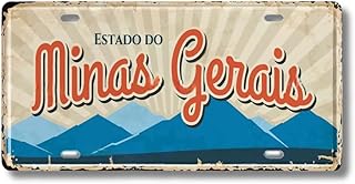 Brazilian States License Plate • Brazil City Names Tin Sign • Retro Wall Hanging Metal Print • Vintage Shabby Chic South American Decor (• Minas Gerais)