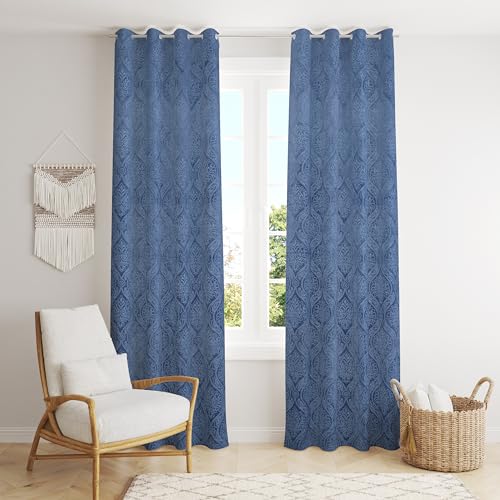 Image of Homefab India 2 Piece Velvet Window Curtain - 5 feet, Room Darkening Curtains, Sky Blue