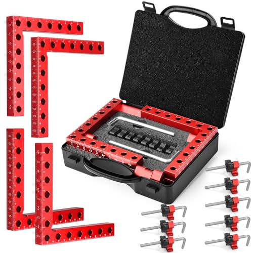 Comfylichi Corner Clamp for Woodworking, 90 Degree Clamp with Box, Right Angle Clamp Woodworking Tools, 4 Pack 5.5" x 5.5"Aluminum Alloy Positioning Clamping Squares for Picture Frames Cabinets by Comfylichi - Used condition - US$29.14