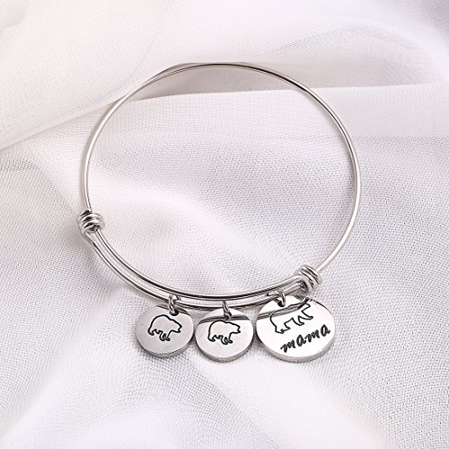 Mama Bear Bracelet with 1 2 3 Cubs Adjustable Bangle Bracelet Mom Gifts4