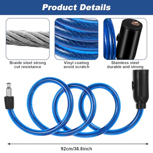 Afcabakila 10 Pcs Bike Lock Cable with Keys, Anti-Theft Steel Wire Bicycle Coiled Chain Lock ABS Shell 2 Keys for Scooter, Motorcycle, Gate, Resistant Heavy Duty Security Cable Locks 36.8 Inches