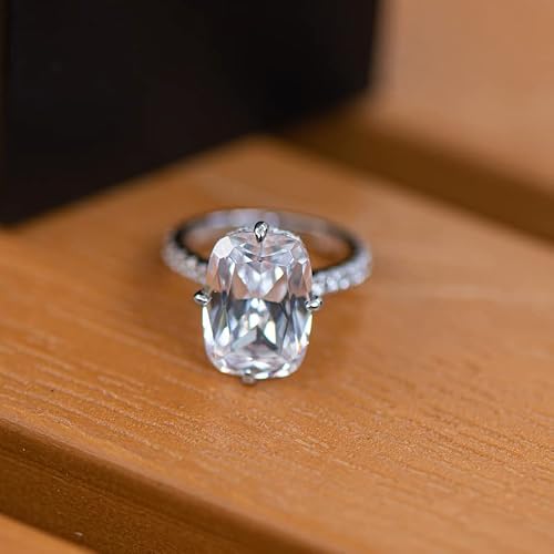 Ainuoshi 6 Ct Cushion Cut Halo Solitaire Cubic Zirconia Engagement Ring 925 Sterling Silver Ring Sizes 5 6 7 8 (6) #TOP2