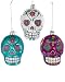 Kurt Adler Noble Gems Sugar Skulls Glass Ornaments Set of 3