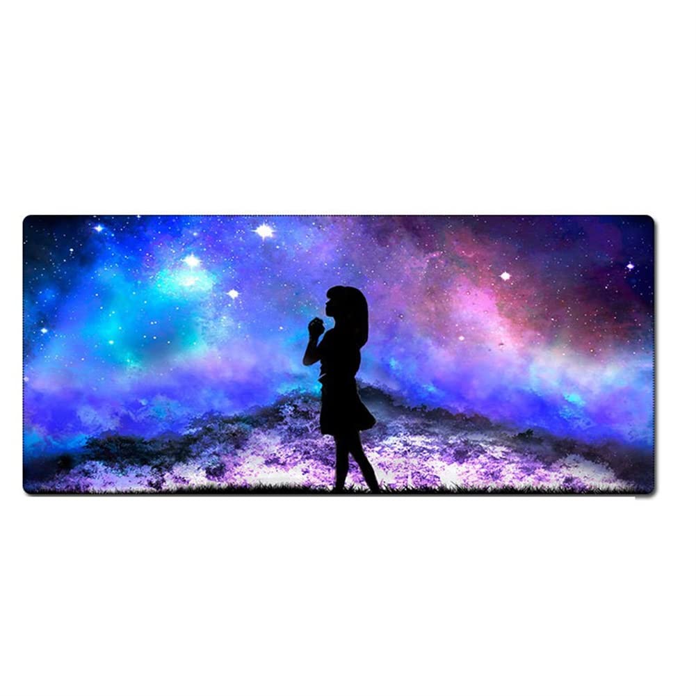 Morian Gaming Mouse Pad 400 * 900 * 3mm Dreamy Starry Sky Non-Slip & Waterproof Computer Mousepad with Stitched Edges for Gaming, Office & Home (G-627)