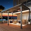 U-MAX 10' x 14' Outdoor Pergola Hardtop Gazebo, 14x10 Wall-Mounted Heavy Duty Lean to Metal Awnings Gazebos on Clearance for Patio, Large Galvanized Steel Pergolas and Gazebo for Outdoor Use