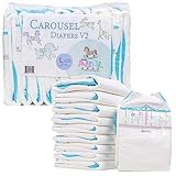 Carousel Diapers V2 - Adult Diapers for Men and Women, Day and Night Diapers for Adults, Comfortable and Secure Fit with 2 Wide Tabs - Cute Pastel Color Designs - Large (Pack of 10)