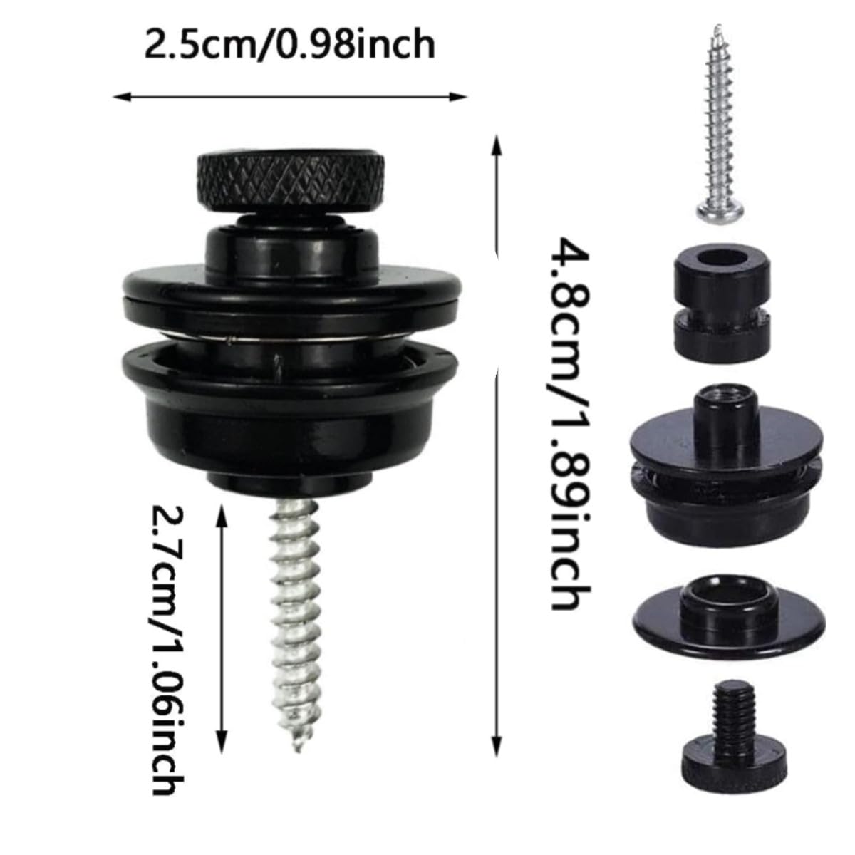 BOBOZHONG Guitar Strap Locks,2PCS Quick Release Security Bass Straplocks Metal Straplocks Anti-stripping Lock System for Electric Acoustic Guitar Replacement Black - Image 2