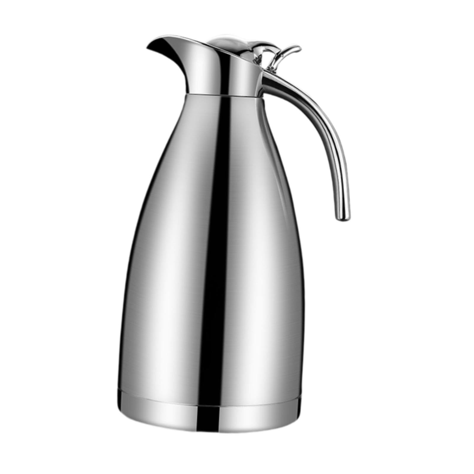 Carafe Isotherme Verseuse Thermique Cruche à Boissons et Pot à Café En Acier Inoxydable Antirouille avec Couvercle Étanche Adapté pour L'Hôtellerie E, 2 L
