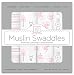 SwaddleDesigns Set of 4 Muslin Swaddle Blankets, Pink Thicket