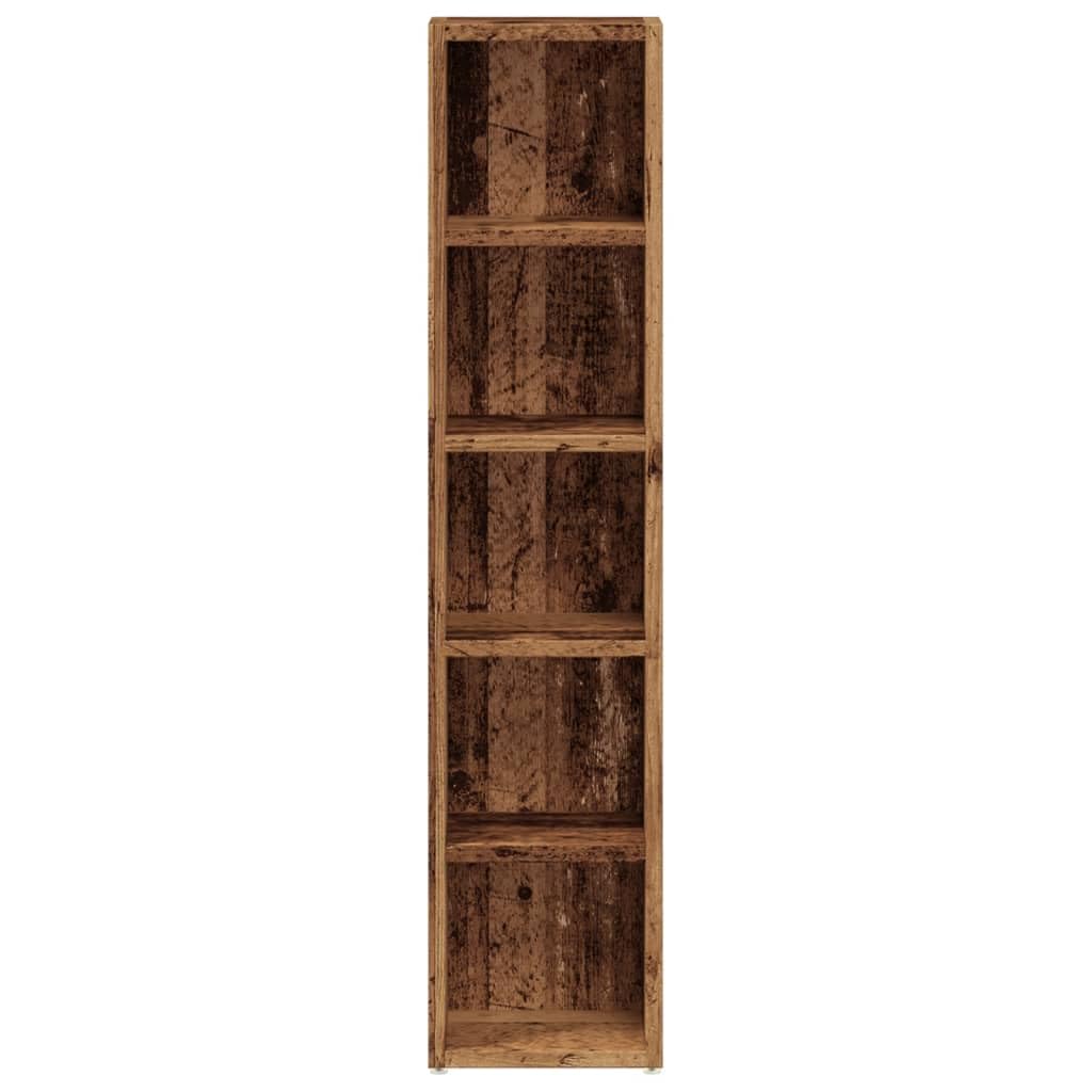 Mensole per CD, 2 pezzi, effetto legno anticato, 21 x 16 x 93,5 cm, 5 scomparti, per circa 80 CD per armadio, archiviazione multimediale per soggiorno, home theater, gaming, ordine