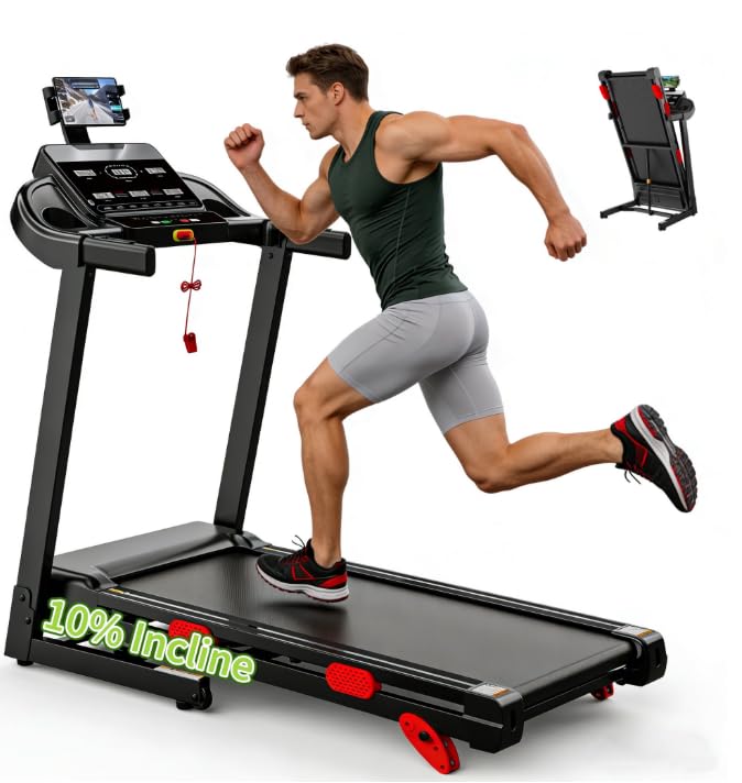 Image of Foldable Treadmill for Walking Running, 300 lb Capacity, 0.6-7.5MPH, 64+7 Programs