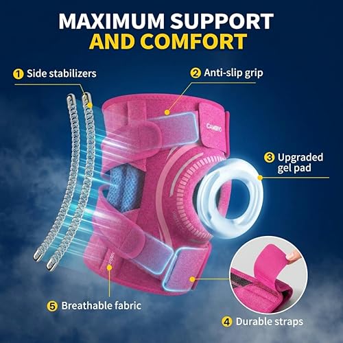 Image of CAMBIVO Knee Brace with Stabilizers, Gel Pad & Open Patella for Men & Women