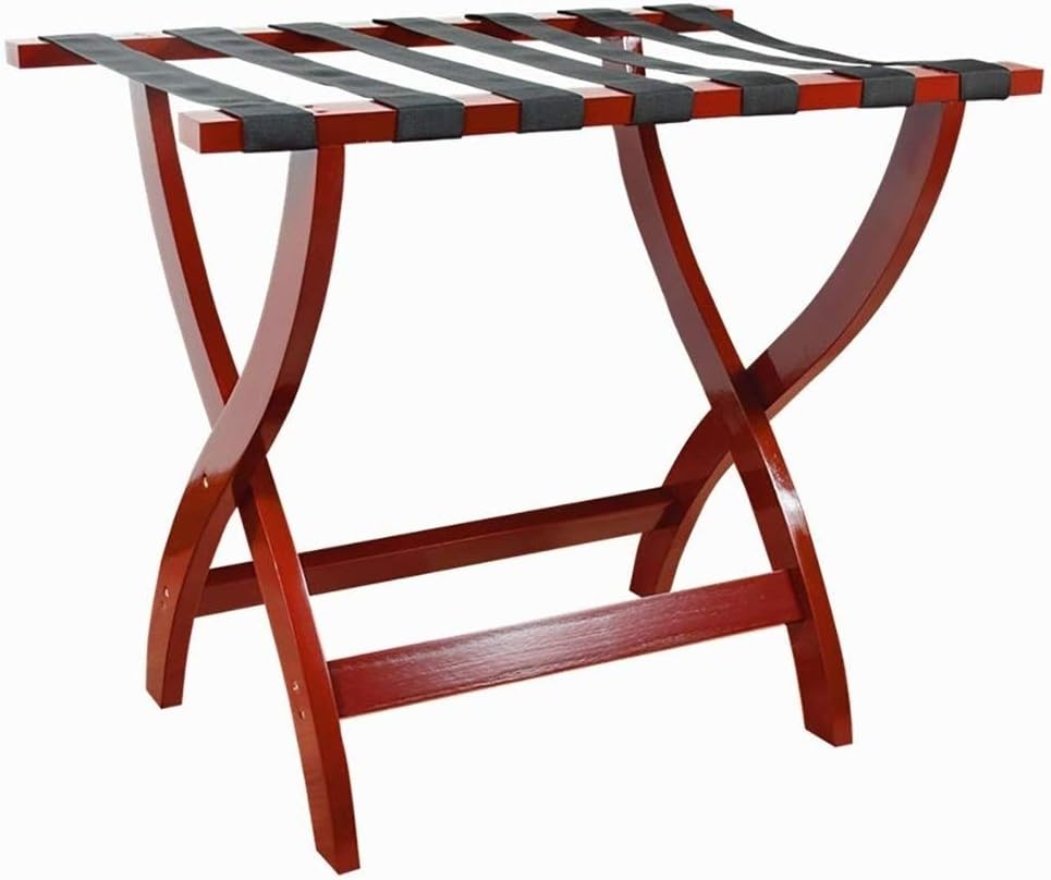 Luggage Rack, Folding Luggage Rack Solid Wood Luggage Rack Hotel Suitcase Support Stand Travel Break Folding Stool - Wine Red L27.6×W18.9×H23.6In,One Color