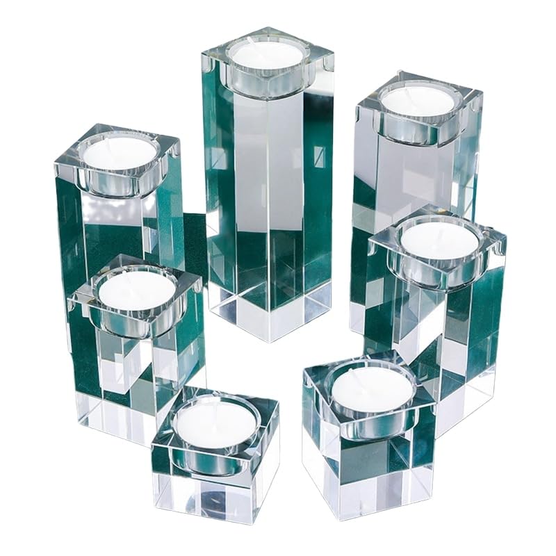 Home Decorations Crystal Candlestick Wedding Glass Candle Holder Table Centerpieces Bar Coffee Shop Decorations (Size : 12cm)