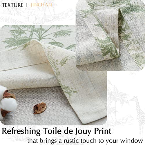 Jinchan Linen Valance Curtain Blackout Kitchen Valance For Window Toile De Jouy Valance For Living Room 18 Inch Double Layer Farmhouse Window Valance Overlay Valance Rod Pocket 1 Panel Green On Beige #TOP5