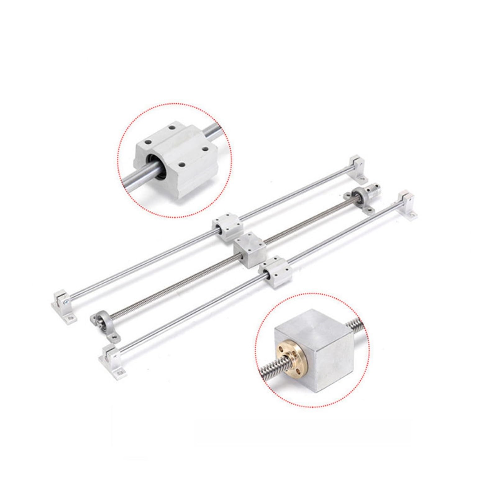Rail de guidage linéaire 13 Pièces/ensemble T8 Vis Sans Fin 8-350mm Bricolage Optique Guide Rail Roulement Siège Guide Linéaire Arbre Support Trapézoïdal Ensemble De Vis Kit de rails CNC ( Color : Sil