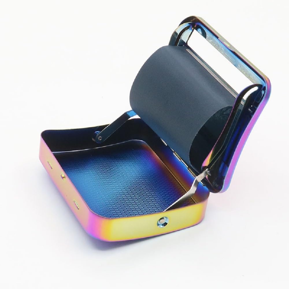 Yiasangly Metal Automatic Cigarette Tobacco Smoking Rolling Box, Portable Metal Cigarette Roller Machine, 70mm, Colorful - Random Pattern
