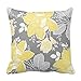Emvency Set of 4 Throw Pillow Covers Gray and Yellow Modern Daisy with Pretty White Floral Hand Couch Sofa Decorative Pillow Cases Cushion Home Decor Square 20x20 Inches Pillowcases
