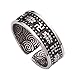 FORFOX Bague Fleur de Lotus Bouddhiste en Argent Sterling 999 Noir pour Hommes Femmes Taille réglable 57-63