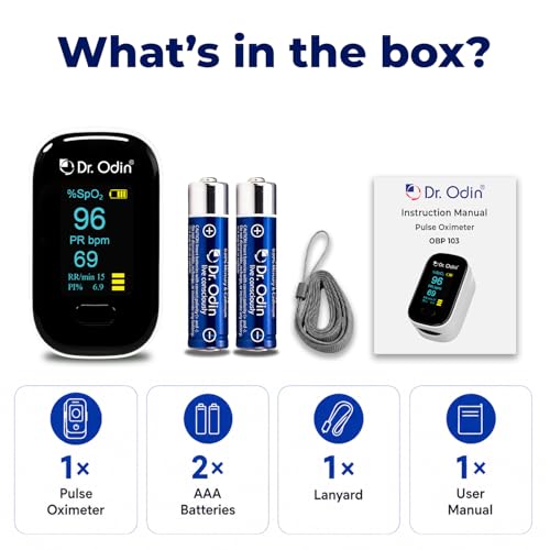 Image of Dr. Odin OPO 103 Fully Automatic Pulse Oximeter for SpO₂ & Pulse Rate Monitoring with Dual-Color 360 Rotating Display, Perfusion Index, Respiratory Rate Indicator & Auto Shut-Off (White)