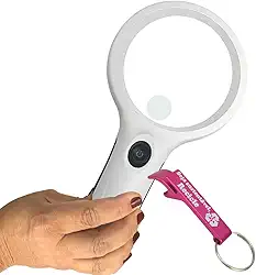 Lente de Aumento Lupa de Mão Com Luz 8 LEDs 1 LED UV + Chaveiro CBRN09107