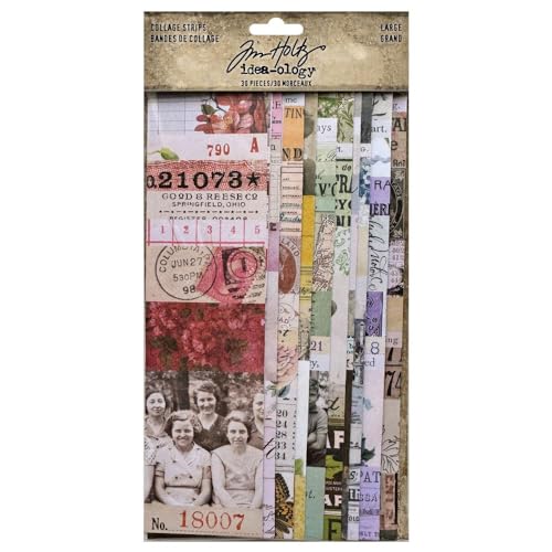Tim Holtz Idea-ology Large Collage Paper Strips Mixed Colors