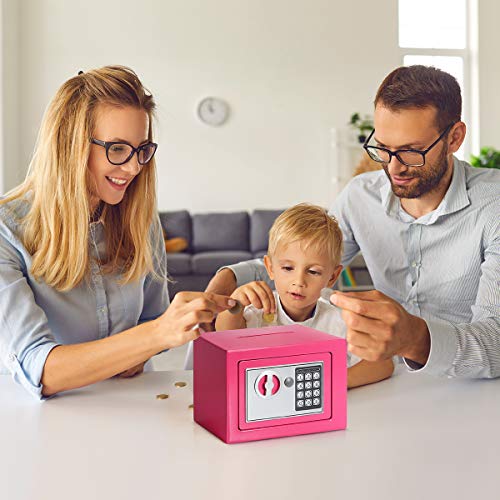 Jssmst Small, 0.17Cf Mini Safe Kids Safe Box For Home Office, Personal Safe Lock Box With Electronic Keypad, Money Safe Box, 9.06 X 6.69 X 6.69 Inch, Sm-Sf027, Pink #TOP4