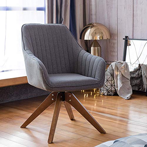 Art Leon Mid-Century Modern Swivel Accent Chair Elegant Grey with Wood Legs Armchair