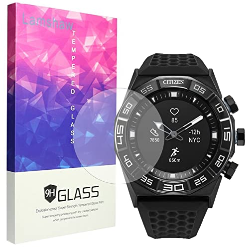 Compatible for Citizen CZ Hybrid Smartwatch Screen Protector, Lamshaw [3 Pack] 9H Tempered Glass Screen Protector Film Compatible for Citizen CZ Smart Hybrid Smartwatch 44mm (3 Pack)