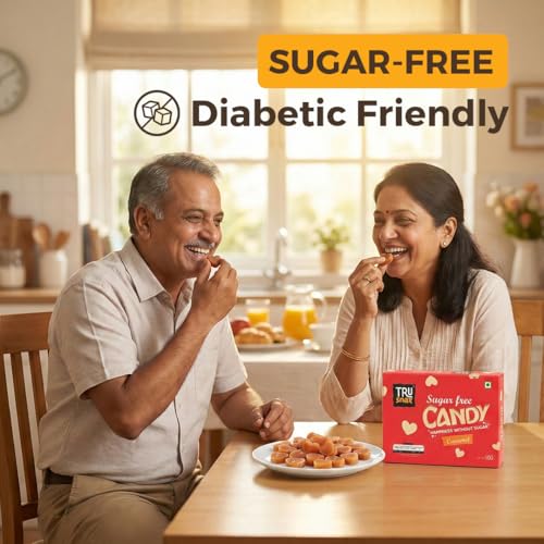 Image of TruSnax SugarFree Hard Candies | Caramel Flavour Candy | Diabetic Friendly Toffee | No Added Sugar | 150g(50 * 3)