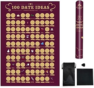 100 Dates Scratches Off Poster, Couples Bucket List Poster Things to Do, Gift for Her, Couples Engagement Gift, Wedding Gifts Couples Games Date Night Ideas, Motivational Archievements Checklist