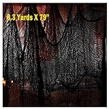 Black Creepy Cloth Halloween Decoration,Gauze Hanging Cloth Ghost Props 300'' X 80'',Super Size Haunted House Backdrop Decor,Scary Spooky Halloween Fabric Decorations for Party Doorways Outdoors
