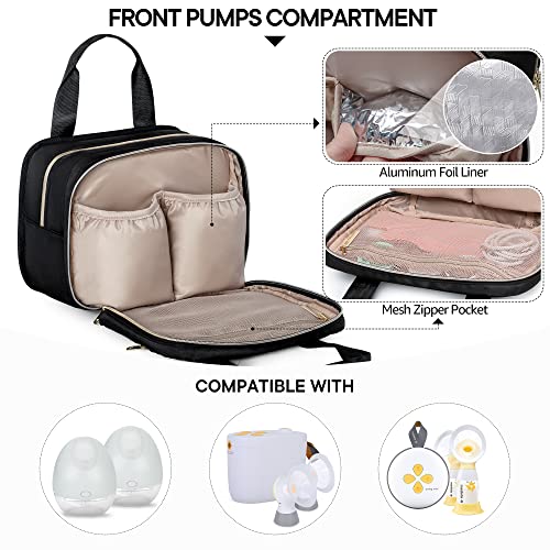 Fasrom Tragbare Milchpumpen Tasche mit Eisbeutel, kompatibel mit Elvie Hands-Free Pumpen Pump in Style, Tragetasche für milchpumpe Pumpentragetasche für berufstätige Mütter, Schwarz