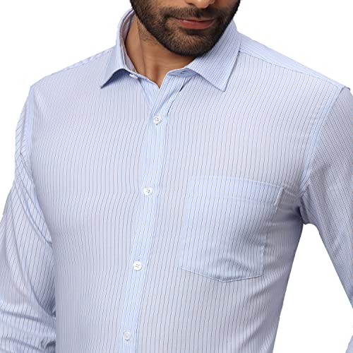 Image of Park Avenue Men's Pure Cotton Stripe Pattern Slim Fit Semi Cutaway Collar Full Sleeve Formal Shirt