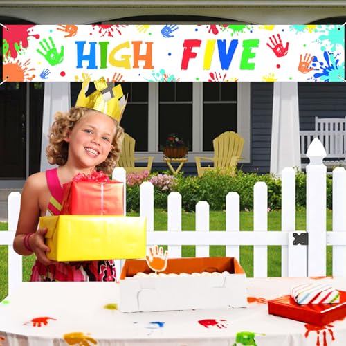 Décorations de fête Hi Five pour anniversaire de 5 ans sans stress d'installation