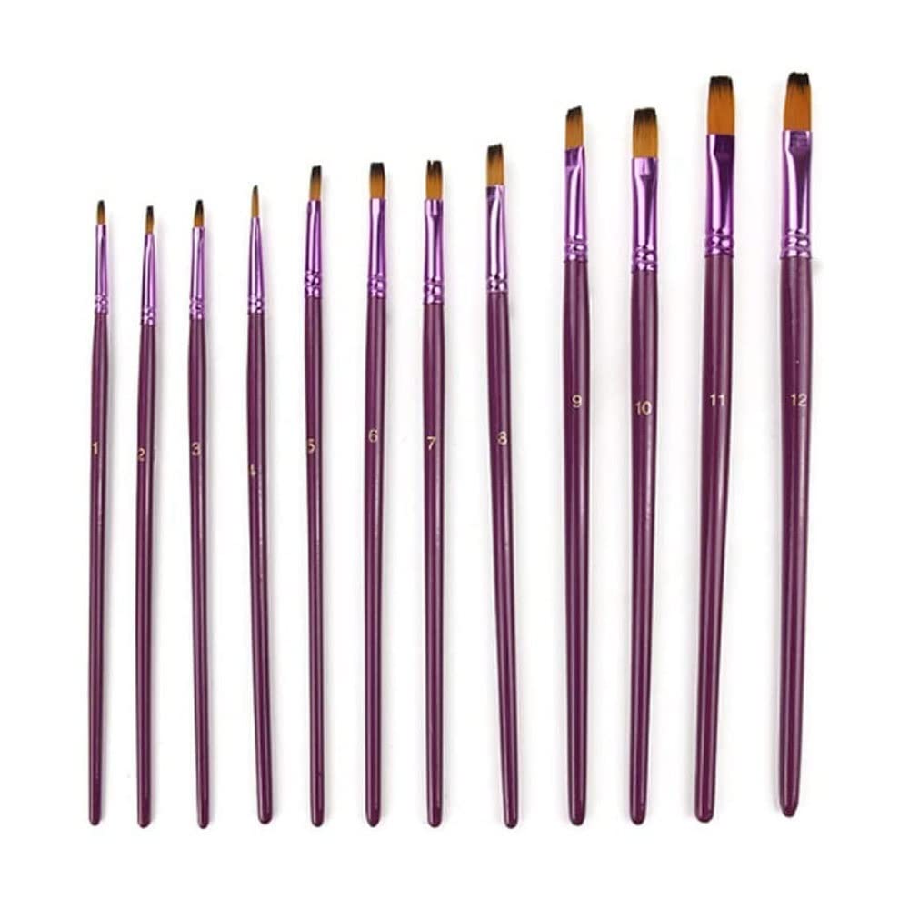 12 Unids/Set Pinceles De Pintura De Acuarela De Pelo De Nailon, Diferentes Formas, Punta Redonda Lisa, Conjunto De Pinceles De Pintura Gouache, Suministros De Arte, Pincel De Pintura